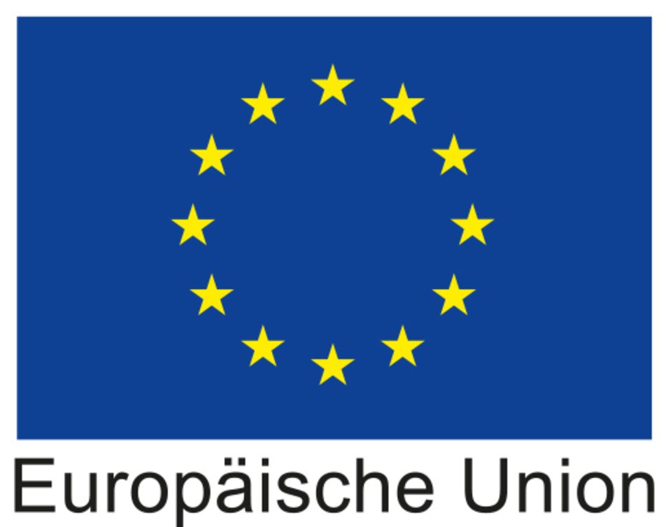 Logo Europäische Union - blau mit einem Kreis dessen Rand aus aus Sternen besteht 